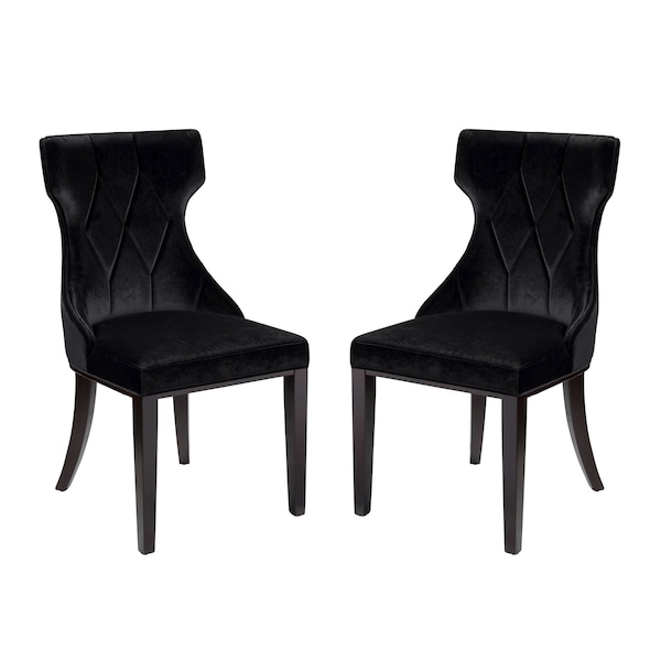 Manhattan Comfort Reine Velvet Dining Chair (Set of Two) in Black and Walnut DC007-BK - main